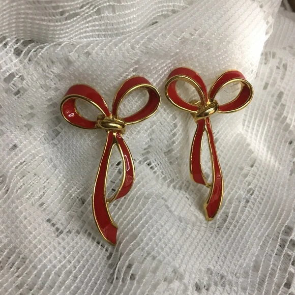 CHRISTMAS BOW EARRINGS - Picture 4 of 4
